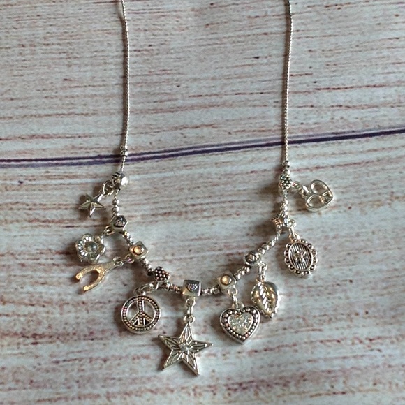 Aeropostale silver statement necklace with charms. - Picture 1 of 2